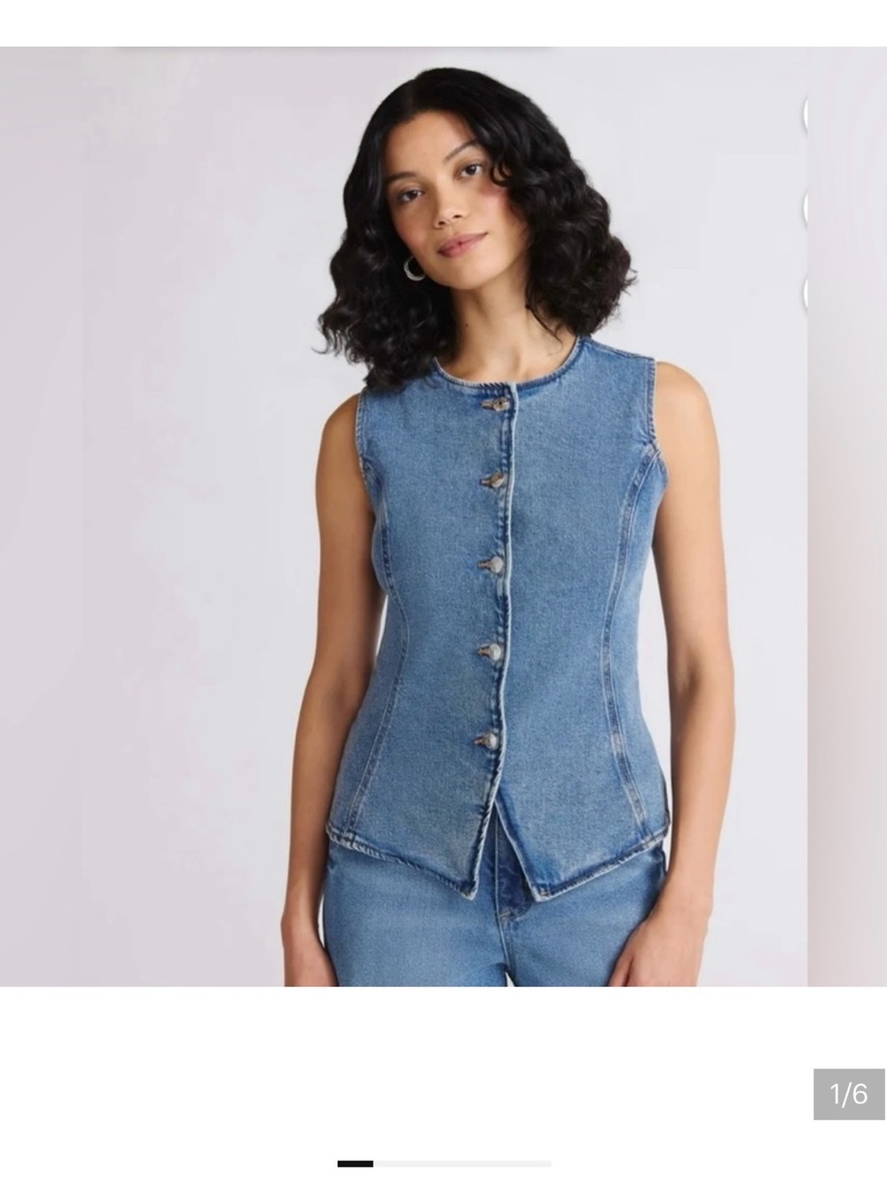 sofia by sofia vergara Blue Denim Sleeveless Button Vest